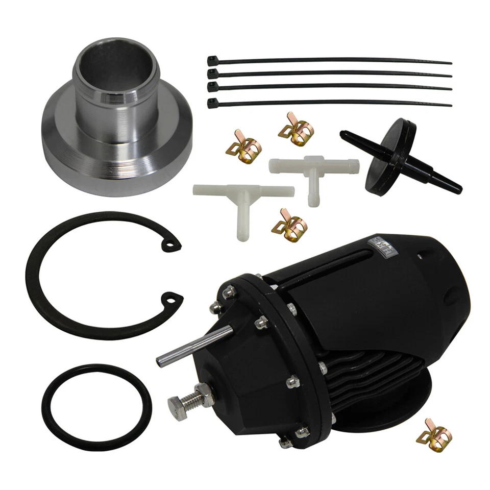 Válvula de soplado SQV ajustable universal BOV II 2 + 2,5" adaptador de tubo de brida negro Foto 2 de 4