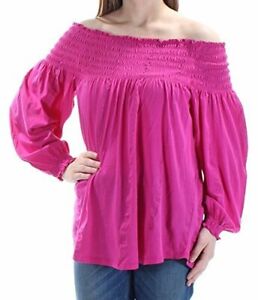 pink smocked off the shoulder top