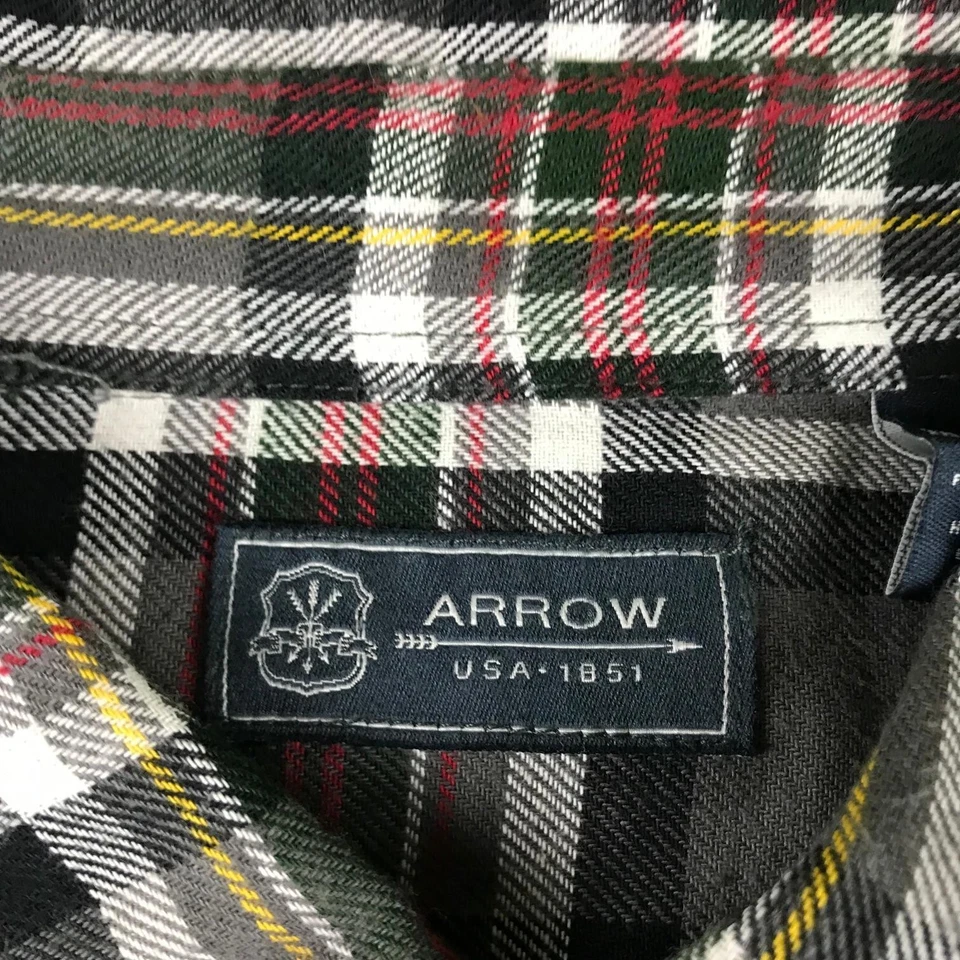 Arrow Shirt Mens XXL Gray Plaid Flannel Long Sleeves Button Up NWT - Image 3 of 4