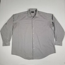 Shaquille O'Neal XLG Big Fit Men's Button Up Long Sleeve Black Gray Check