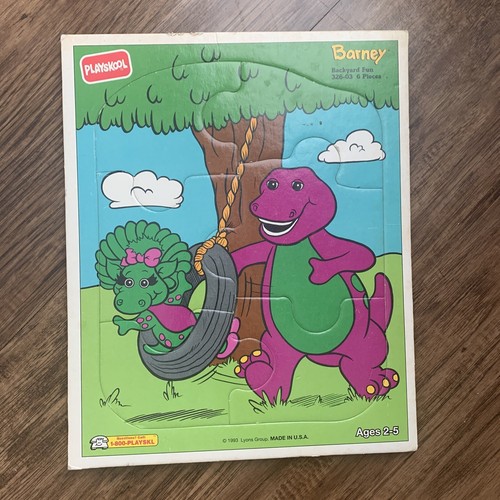 Vintage 1993 Barney & Baby Bop Wooden Puzzles By Playskool & Lyons Made in USA - Picture 3 of 4