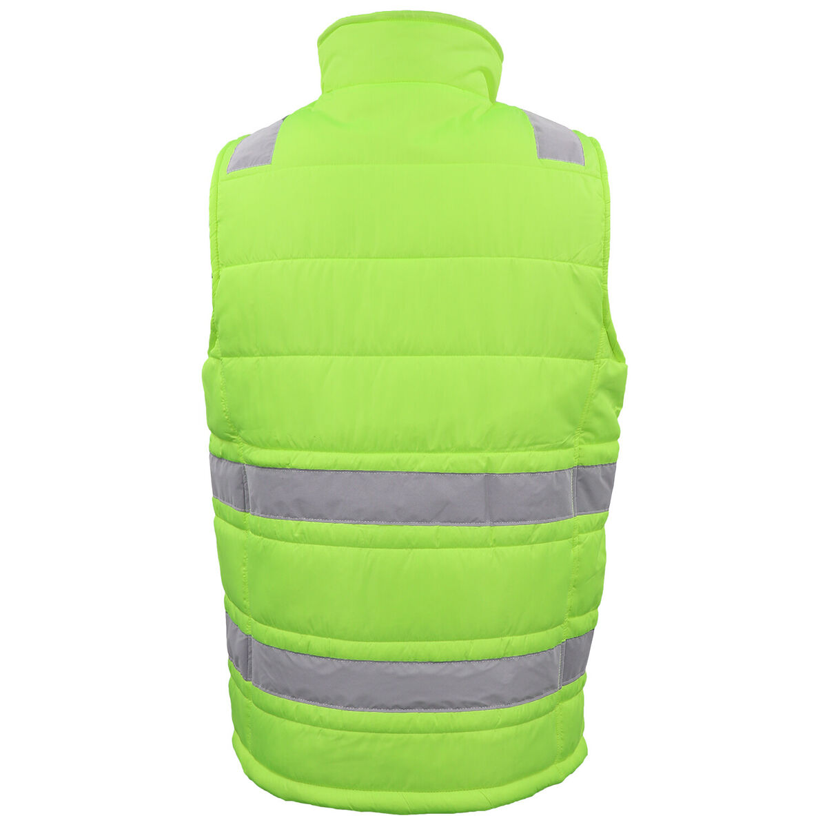 Hi Vis Puffer Workwear Vest Zip Up w Reflective Tape Quilted Hi Vis Puffer Workwear Vest Zip Up w Reflective Tape Quilted