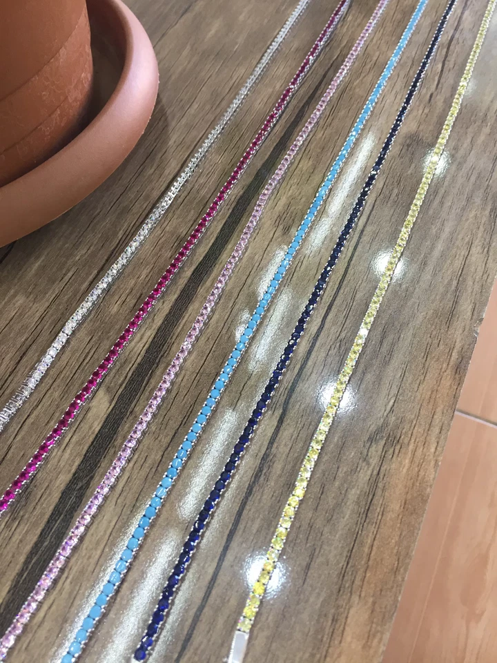 Collar de tenis de lujo de plata 925 de 16 a 20" de zafiro creado en laboratorio redondo de 5 quilates 1 pieza Foto 4 de 4