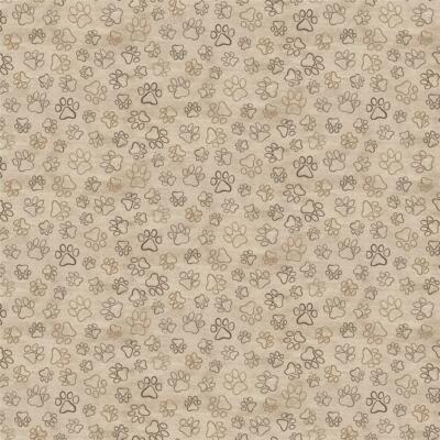 Feline Drive Fabric PAW PRINTS Natural Cat Dog Paws Sold by the Yard