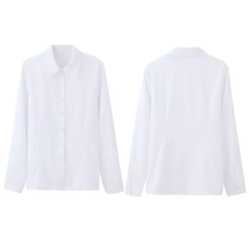 Damen Button Down Shirt Top Bluse Langarm Kragen Einfarbig Büro Arbeit Kleid - Bild 9 von 29
