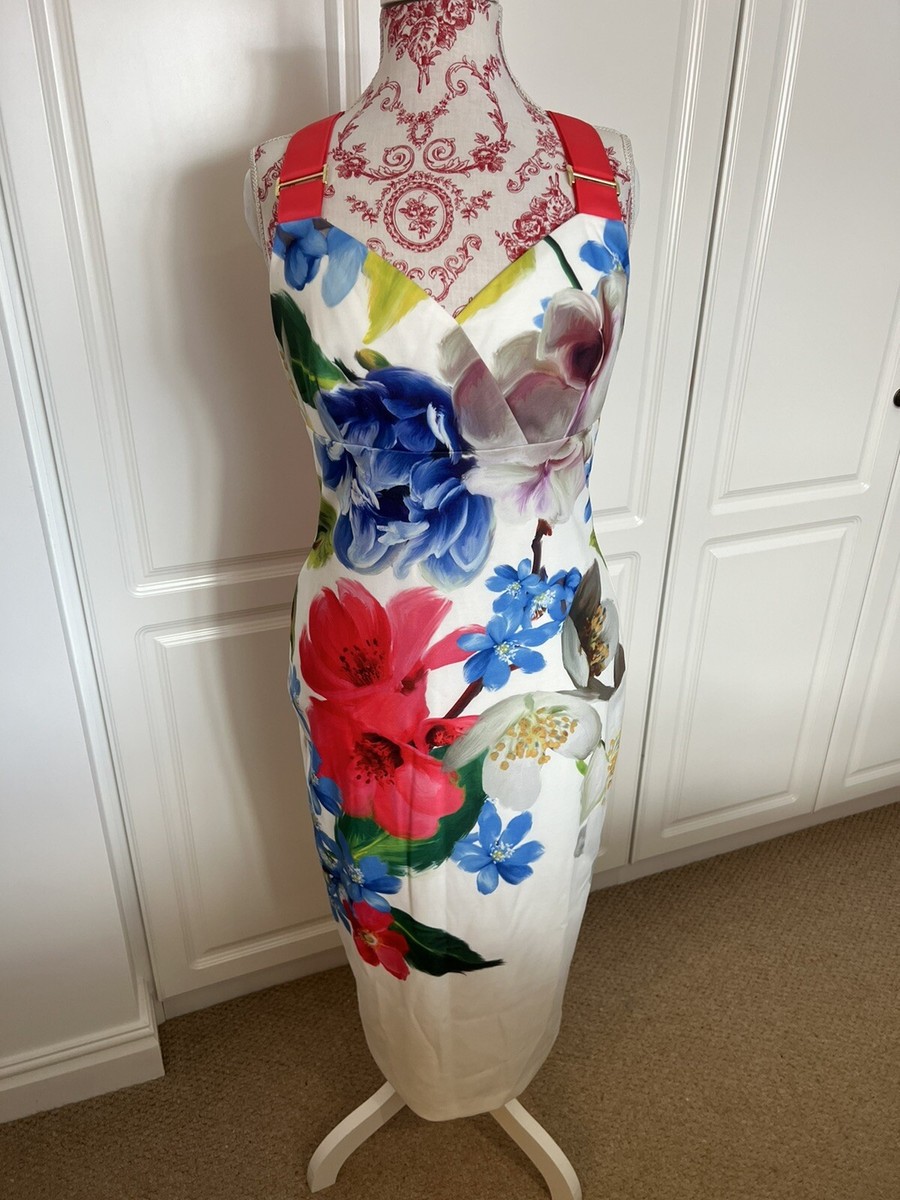 Ted Baker Forget Me Not Floral Strap Dress White Brand New With