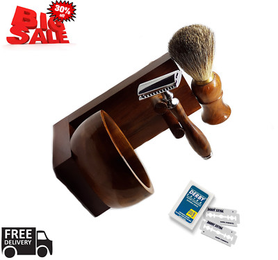 Men's Shaving Tool Set Gift Drip Brush Stand + Best Badger Hair Brush + Bowl Mug