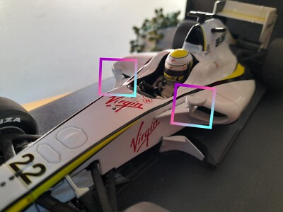 1:18 Ersatz Spiegel Brawn F1 Auto 2009 Jenson Knopf Ersatzteile Minichamps