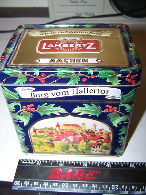 Vintage Christmas Lambertz Frauenthor German Musical Cookie Tin Box Silent Night