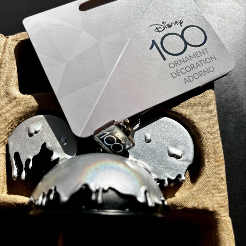 Disney 100th Anniversary Ornament - Silver Mickey Drip Ears - NIB