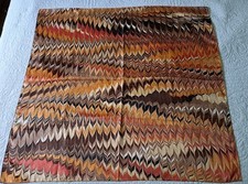Vintage Baar and Beards Brown Orange Marbled Pattern Polyester Scarf 60s 70s 27"