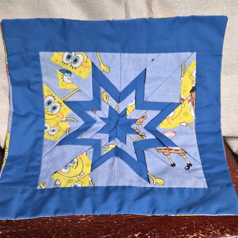 SpongeBob SquarePants Unfinished Patchwork Quilt Blocks Blue Animation Fabric