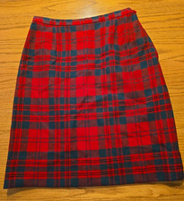 Vintage Pendleton Red Green Plaid Pencil Skirt SZ 14 Virgin Wool