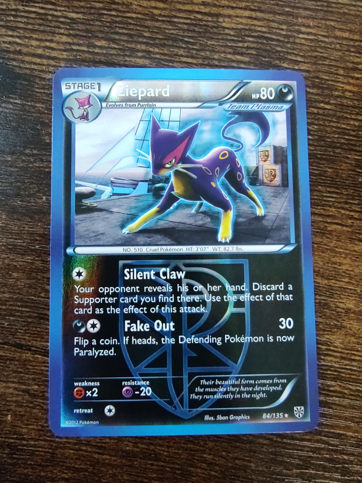 Team Plasma's Liepard 84/135 Plasma Storm Pokemon Reverse Holo