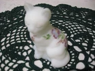 Fenton Hand Painted Cat with floral decoration