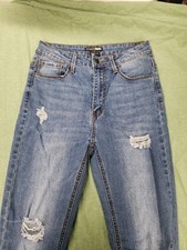 Fashion Nova Womens Denim Pants Size 7 Blue Jeans Distressed Faded Holes