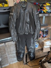 Black Dainese DTEC 50 Motorcycle Motorbike Leathers Suit 2pc two piece zip