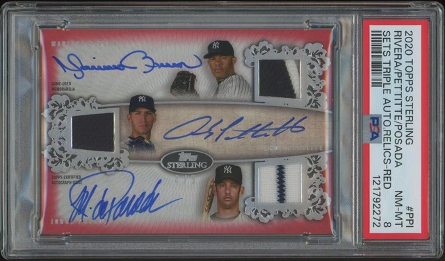 2020 Sterling Andy Pettitte Jorge Posada Mariano Rivera Jersey Auto #4/5 PSA 8