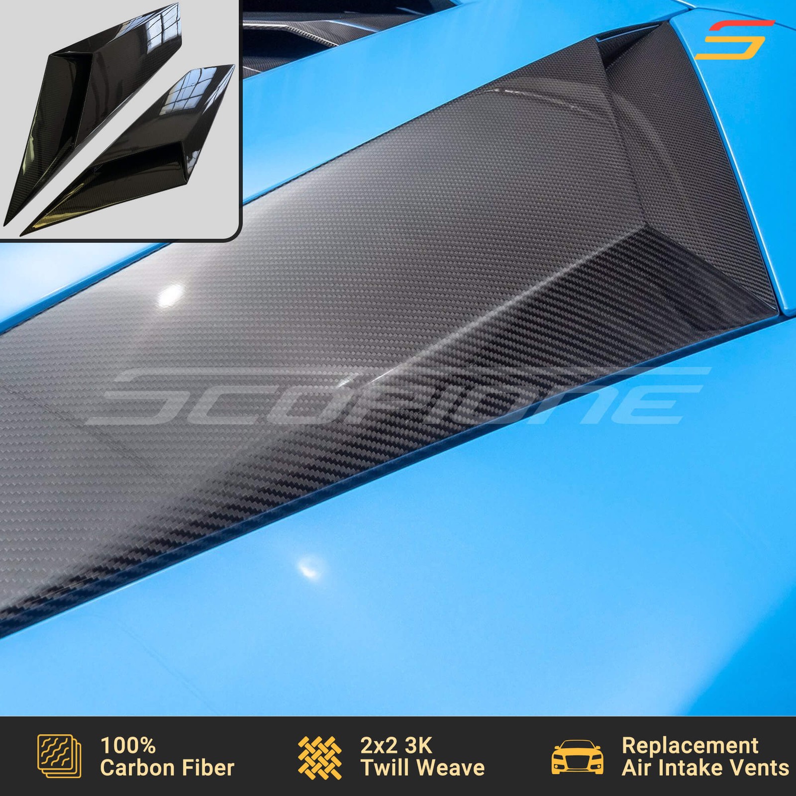 Scopione Carbon Side Air Intake Engine Vents for Lamborghini 18-22 Aventador S