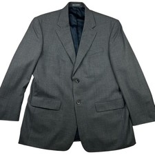 Oscar de la Renta Wool Sport Coat 43R Houndstooth Gray Dark Academia Blazer