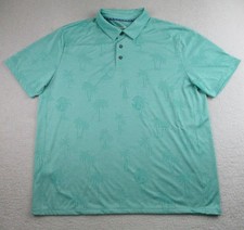 Tommy Bahama Polo Shirt Mens XL Teal IslandZone Palm Jacquard Recycled