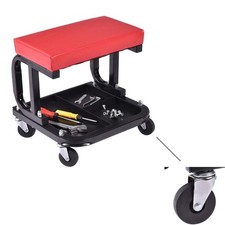 Garage 300lbs Mechanics Creeper Seat Auto Rolling Work Stool Storage Chair Tray