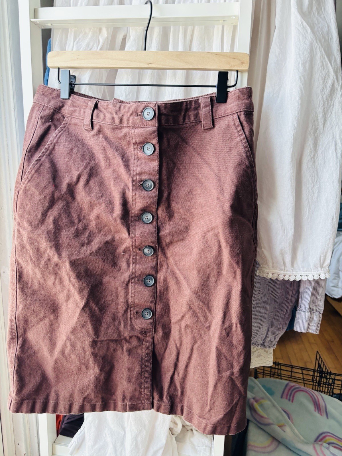 Pendleton Brown Canvas Button Front Skirt Size 10… - image 2