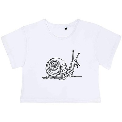 ''Curious Snail Doodle'' Damen Baumwoll Crop Tops (CO054930)