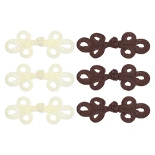 6pcs Chinese Knots Frog Buttons Closure Dark Coffee/Ivory Sewing Fasteners