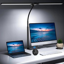 24W LED Desk Lamp with Clamp, Daul Head Dimmable Desk Light for Home Office, ...