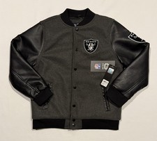 Raiders NFL Team Apparel Ultra Game Black Varsity Jacket Boys Youth L 14-16