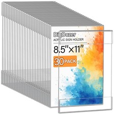 30 Pcs Acrylic Sign Holder 8.5 x 11, Vertical Wall Mount Sign Holders with Ad...