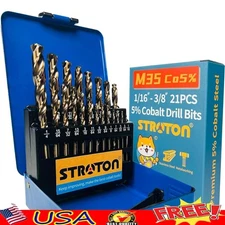 Premium Cobalt Steel Drill Bits Set 21PCS HSS 135° Precision Metal Wood Drilling