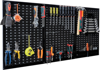 Metal Pegboard Wall Organizer Kit - 4 Ft with 45 Accessories for Garage Storage
