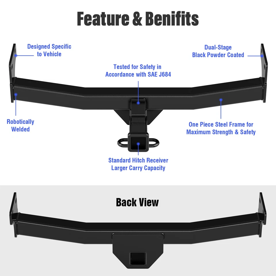 Engate de reboque reboque reboque receptor de 2 polegadas compatível com Jeep Compass Patriot 2011-2017 - Imagem 2 de 4