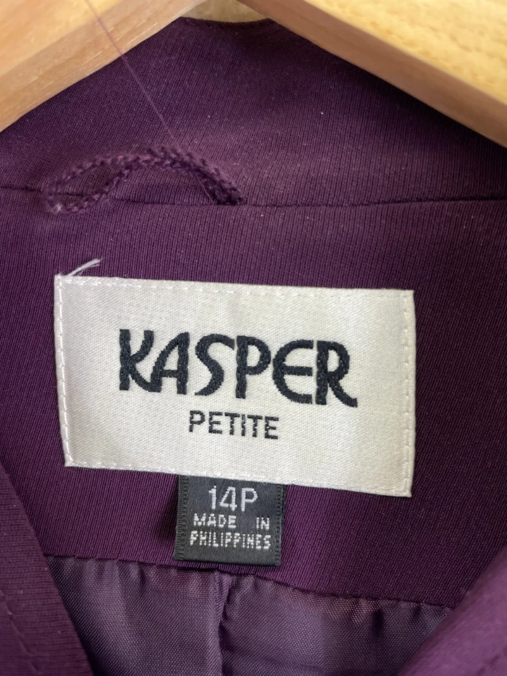Kasper Petite Skirt Suit Set Women's Purple 14P Two Piece Blazer & Skirt Career - Image 3 of 4