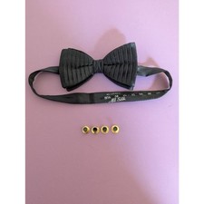 All Silk Tuxedo Adjustable Black Bow Tie  4 Studs. 100 Silk. 13 3/4 to 15 in.