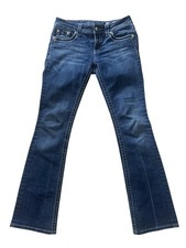 Miss Me Bootcut Jeans Blue Embroidered Studded Stretch 5-Pocket Design Women