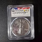 MICHAEL REAGAN HAND SIGNED FIRST DAY OF ISSUE 2022 SILVER EAGLE PCGS MS70
