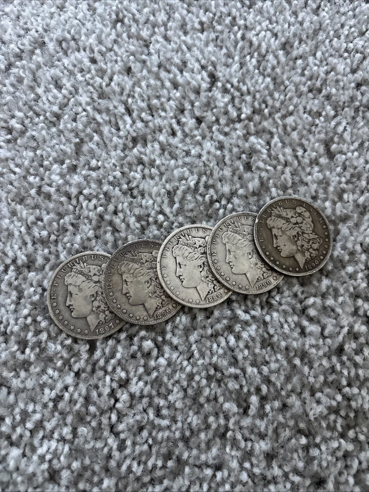 LOTE DE 5 dólares de plata Morgan 1888-1897 Foto 2 de 4