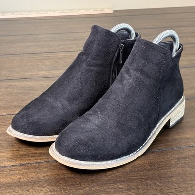Seven7 Boots Womens 8 Cisco Kid Casual Side Zip Ankle Bootie Black Vegan Suede