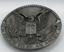 I'm Proud To Be An American, Eagle, Belt Buckle, Made in USA, Bergamot, 1981