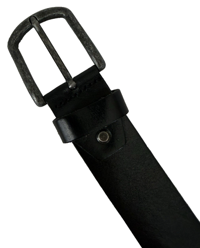 Bronzino Black Distressed Genuine Leather Belt Size 32 Made in Italy 1.5" Strap - Afbeelding 5 van 9