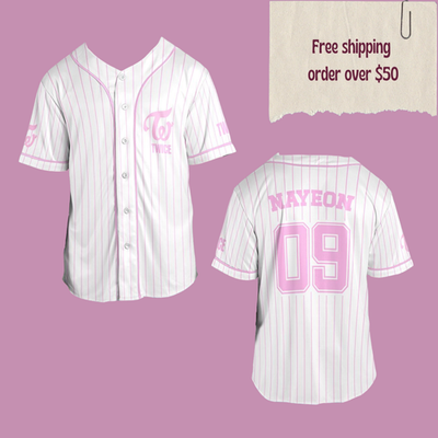 TWICE THIS IS FOR Pink Baseball Jersey Once Merch Shirt Kpop