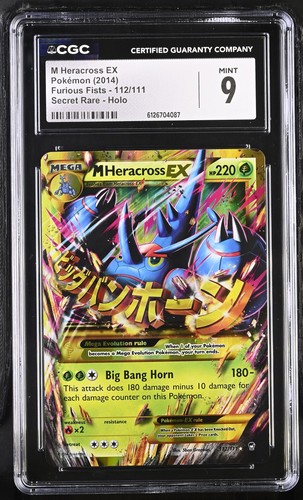 CGC 9 MINT M Heracross EX 2014 Furious Fists 112/111 Secret Rare Pokemon Card