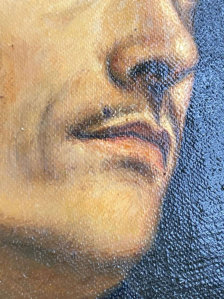 Dipinto Ad Olio - Copia D’autore- Tiziano - Concerto A Tre-Particolare-45x52 Tot - Immagine 3 di 4