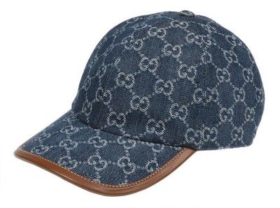 NEW GUCCI LADIES BLUE DENIM GG LOGO BASEBALL CAP HAT 58/M