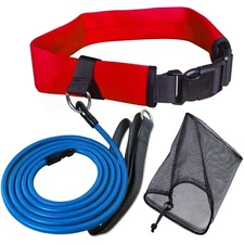 Swim Tether Stationary Swimming,Swim Resistance Belt, Swim Bungee Training Be...