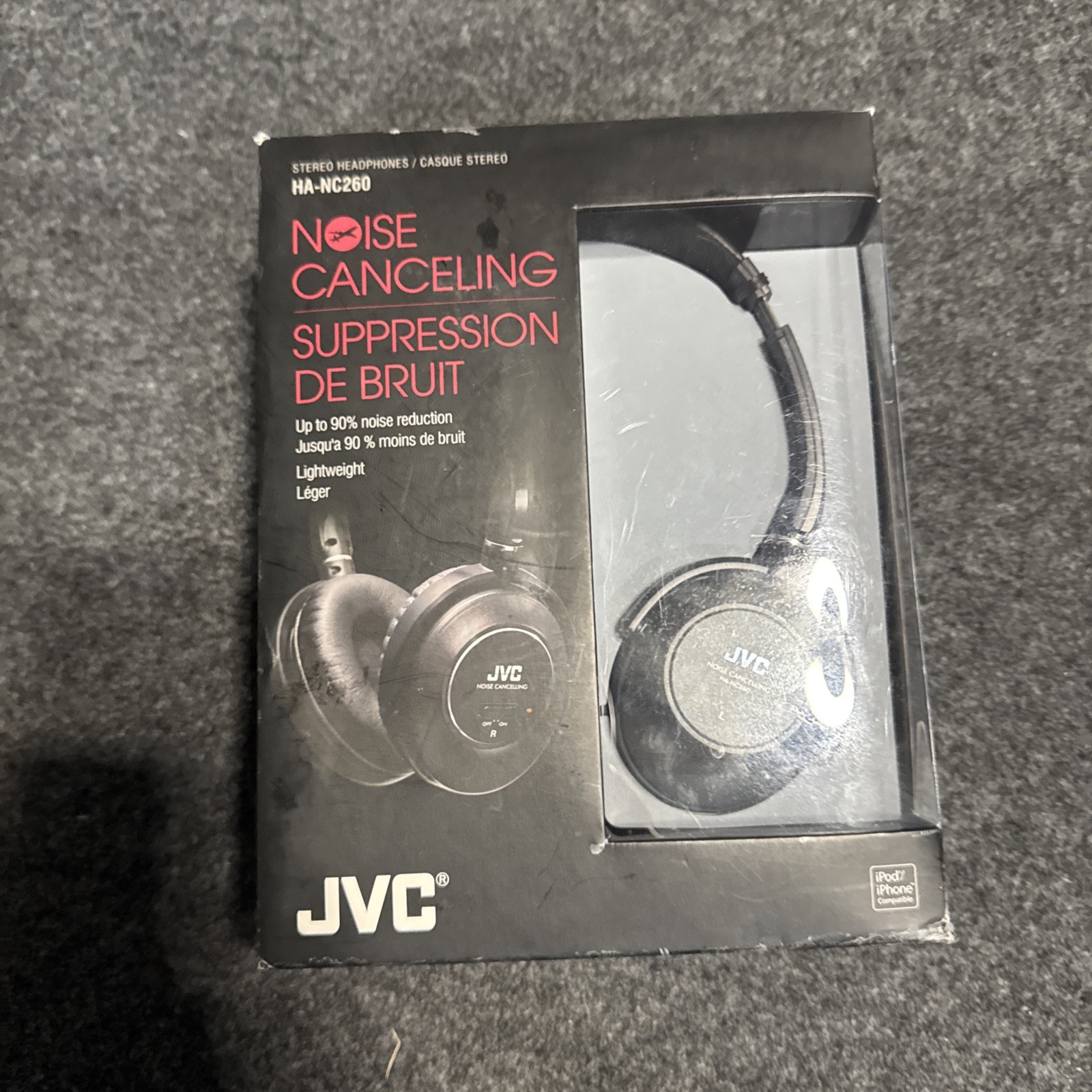 JVC HA-NC250 Noise Cancelling Over Ear Headphones Wired Blac
