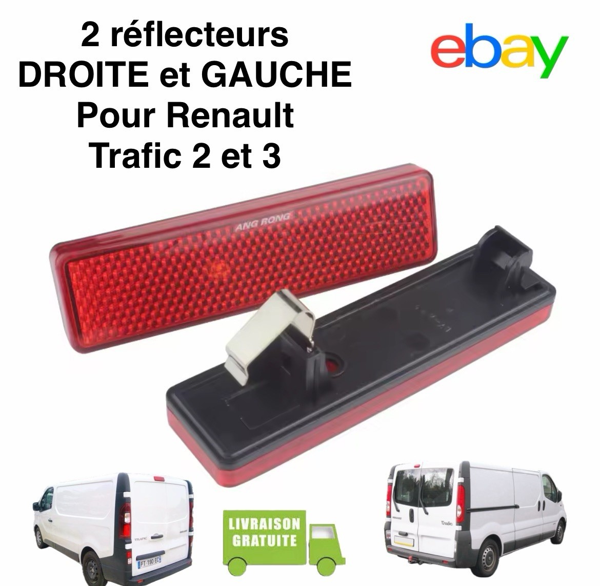 Catadioptre pare-choc arrière Trafic pour rénovation carrosserie gauche et droit